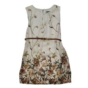 Atmosphere Floral‎ Sleeveless Belted Dress Size 6 Polyester White & Pink
